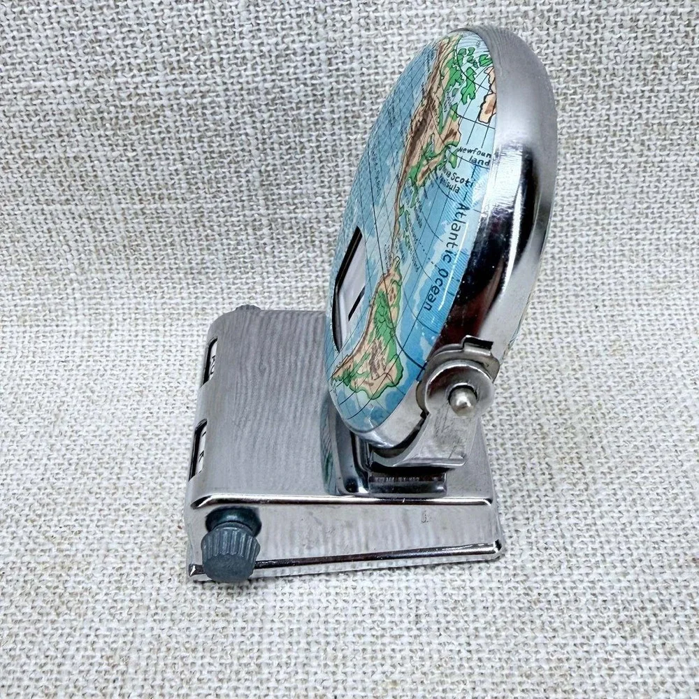 Vintage Japan Chrome Globe Perpetual Desk Calendar Mid Century Office Decor
